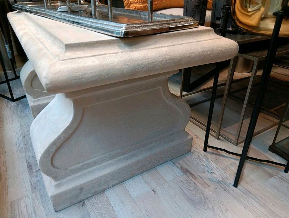 Bank Steinbank Gartenbank Dettey antiker Stil Säulenfüße Konsole – Bild 4