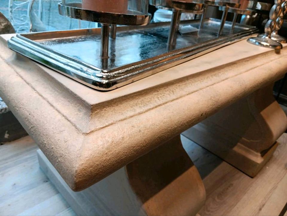 Bank Steinbank Gartenbank Dettey antiker Stil Säulenfüße Konsole – Bild 5