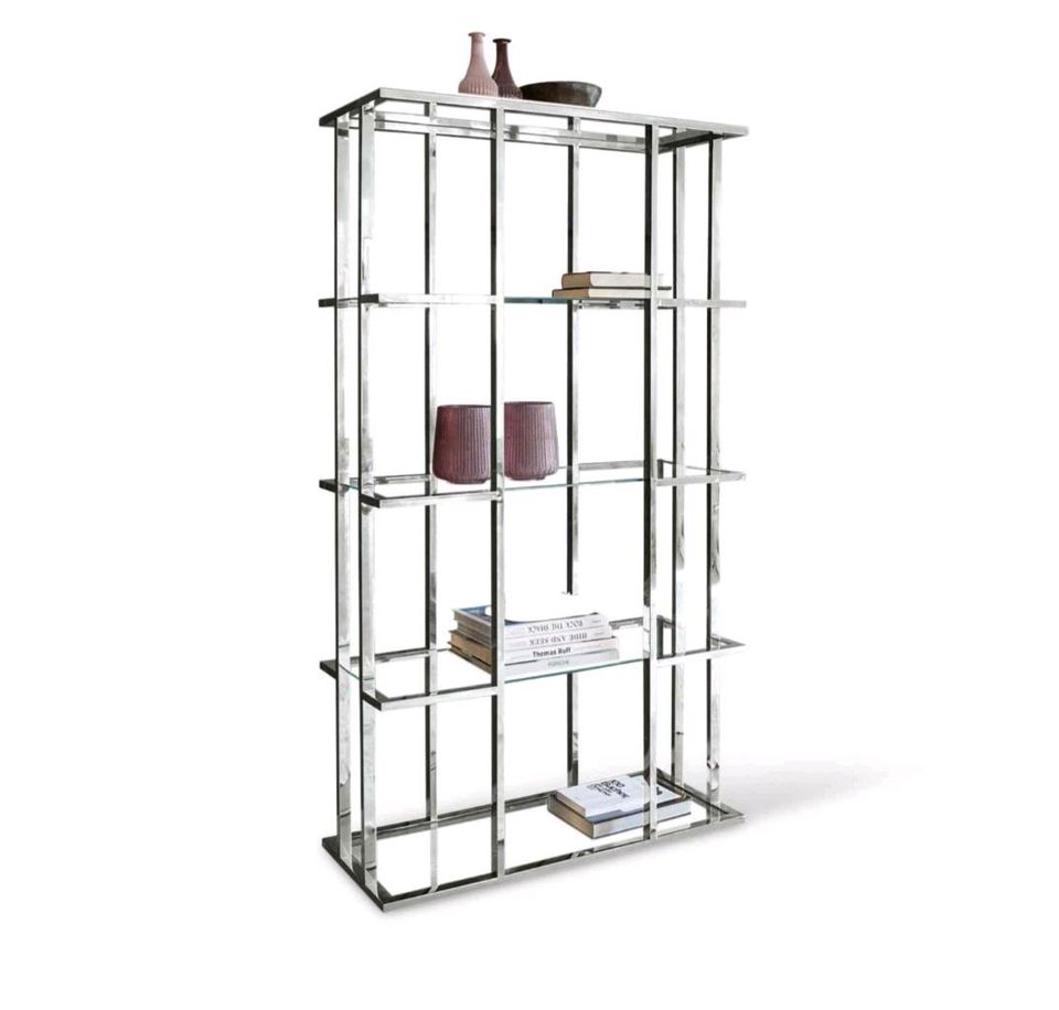 Regal Dacre Edelstahl Glas modern Designerstück Bücherregal