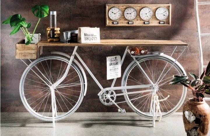 Konsole Fahrrad Pflanztisch Mangoholz Shabby Factory Stil Neu