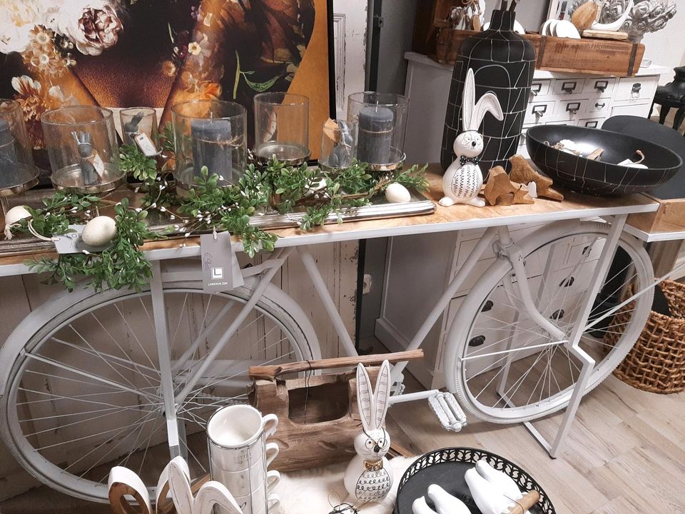 Konsole Fahrrad Pflanztisch Mangoholz Shabby Factory Stil Neu – Bild 4