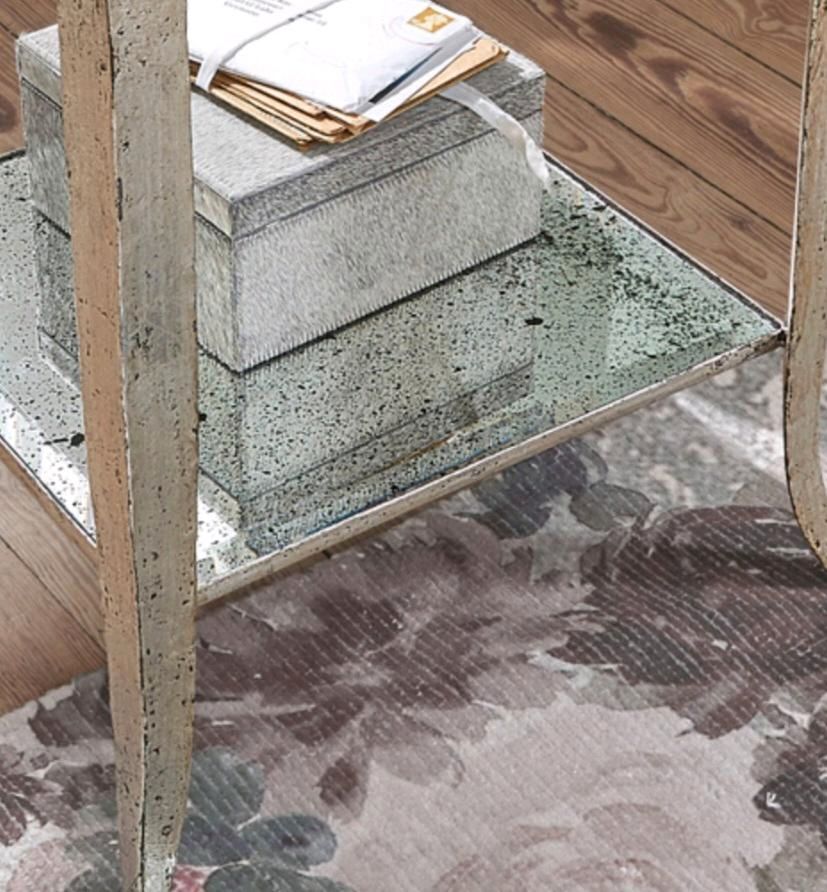 Beistelltisch Ergny Shabby Chic antik silber Glas verspiegelt – Bild 3