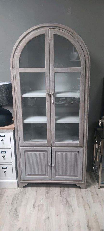 Vitrine Cienegas antikgrau Mangoholz White Washed Vintage