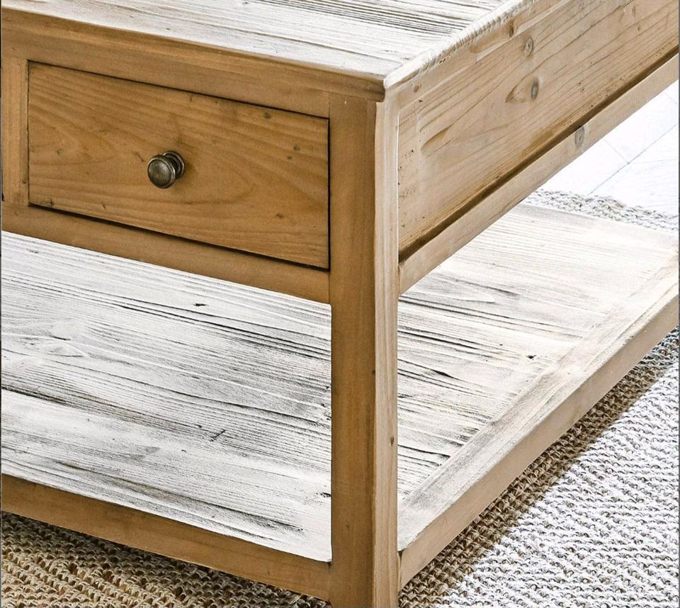 Couchtisch Etienne Schubladen Tannenholz Ablage Landhausstil – Bild 2