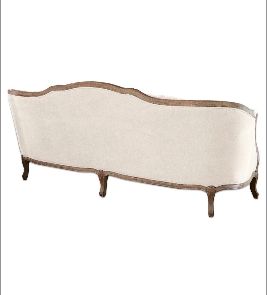 Sofa Moneville Holz leinen Shabby französischer Landhausstil – Bild 4
