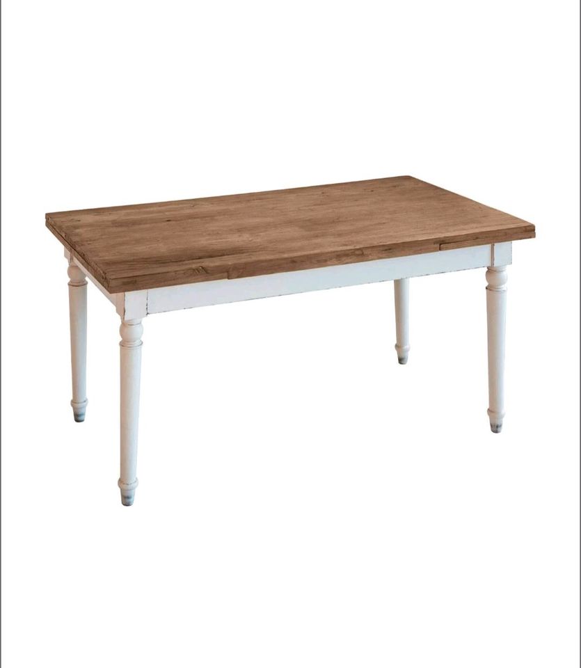 Esstisch Bradford ausziehbar antikweiß braun Shabby Landhausstil