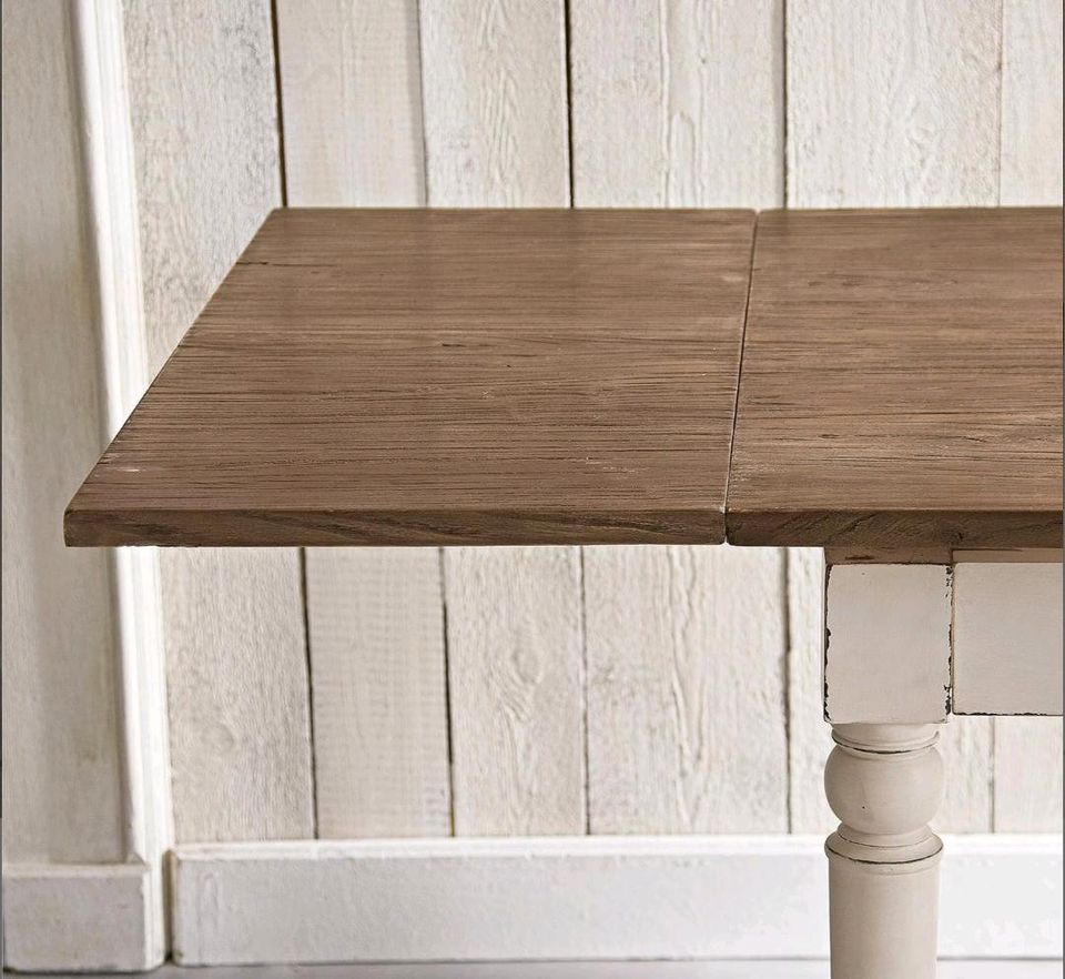 Esstisch Bradford ausziehbar antikweiß braun Shabby Landhausstil – Bild 2