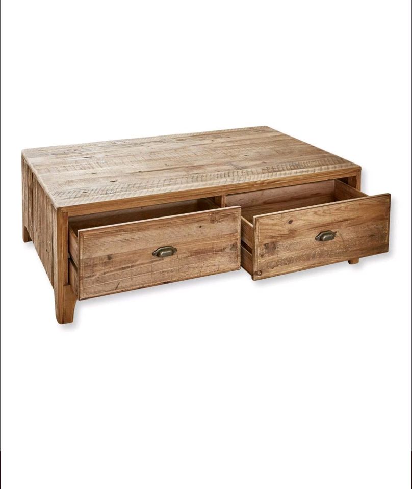 Couchtisch Wittfield wiederaufbereitetes Kiefernholz Schubladen – Bild 2
