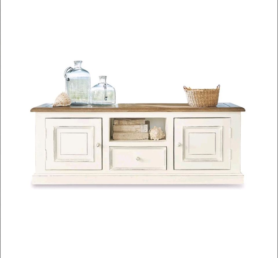 Sideboard Cogolin TV-Schrank Landhausstil antikweiß Mangoholz – Bild 2