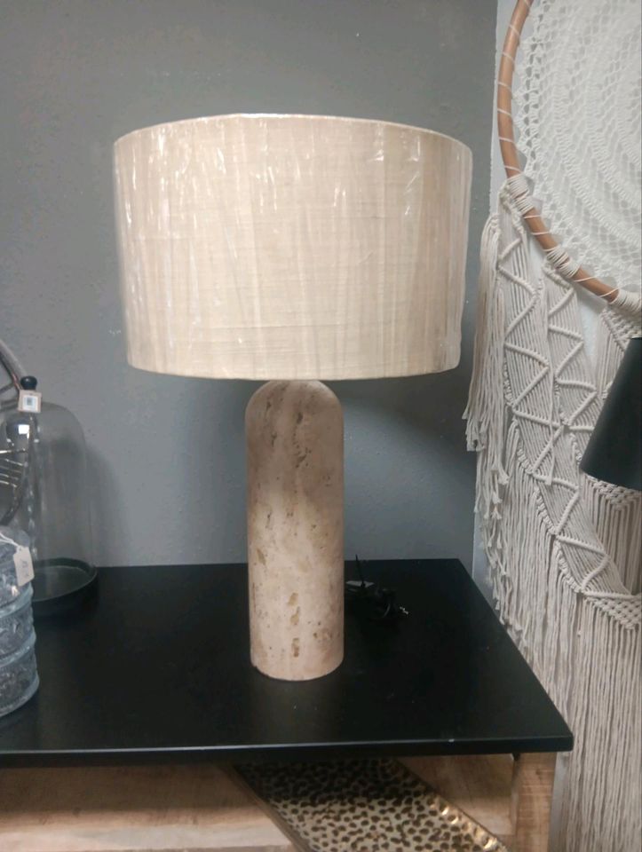 Tischlampe Ashgrove Jute Naturstein Marmor Design on