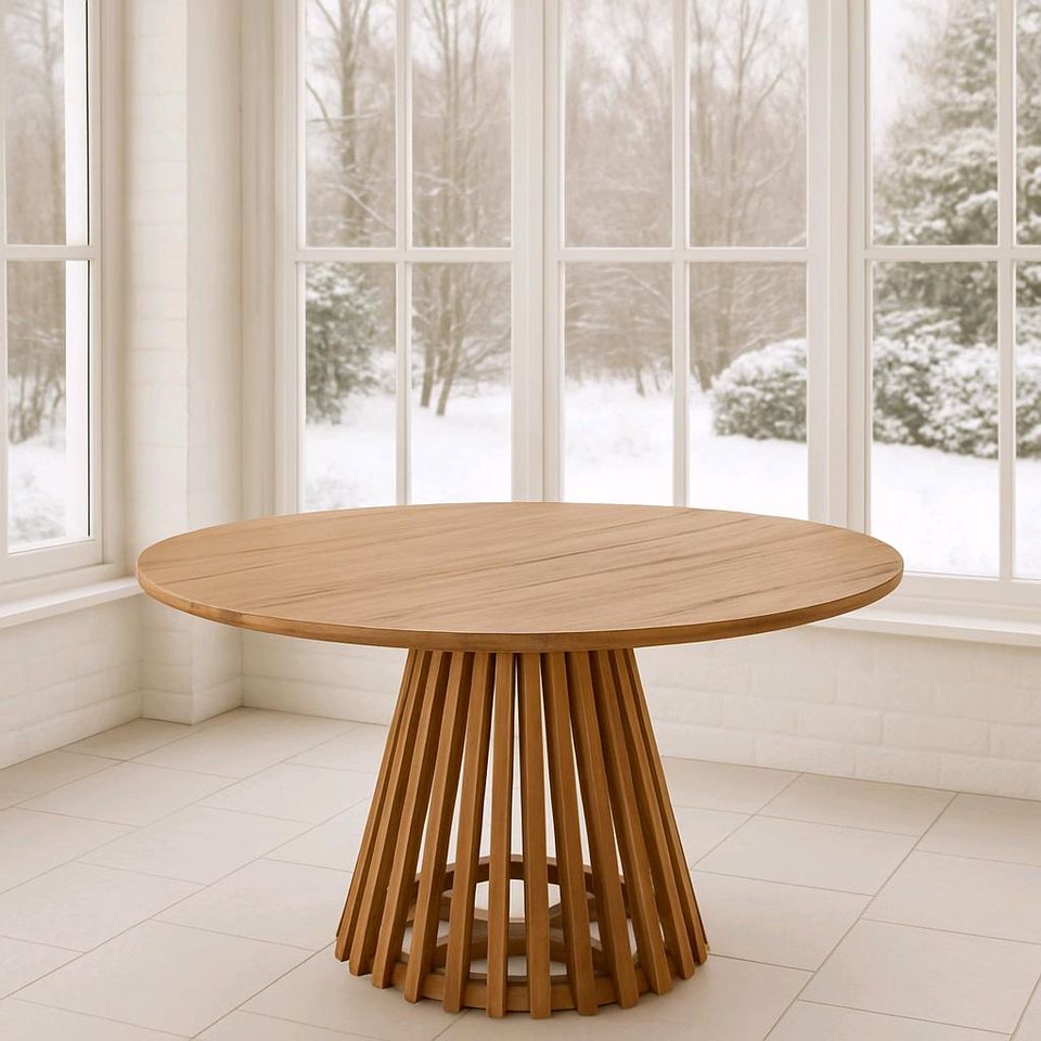 Tisch Branfield rund 120 cm wiederaufbereitetes Teakholz Garten