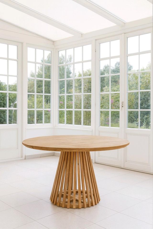 Tisch Branfield rund 120 cm wiederaufbereitetes Teakholz Garten – Bild 2