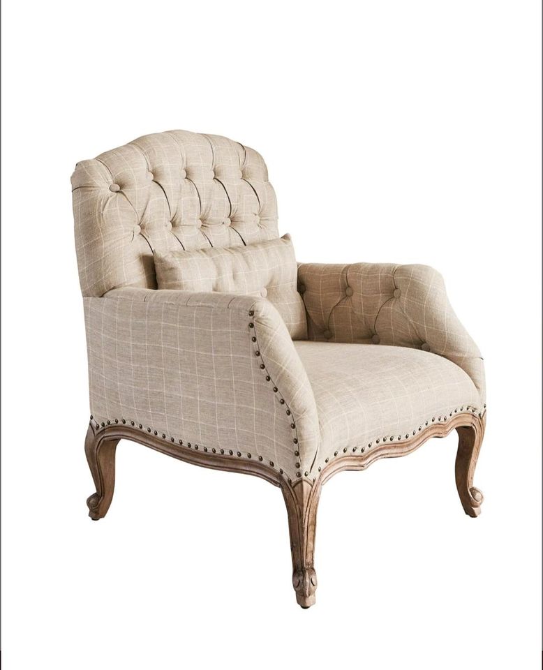 Sessel Leonardsown Chesterfield Leinen franz Landhausstil – Bild 3