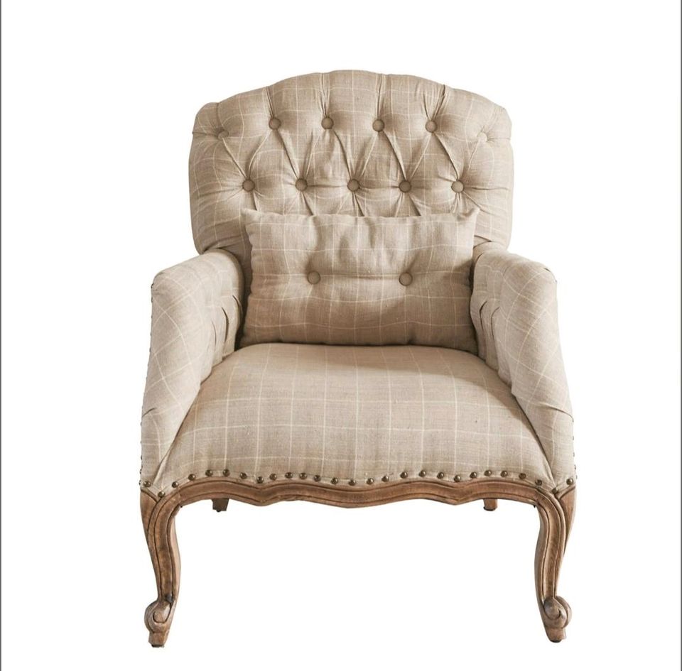 Sessel Leonardsown Chesterfield Leinen franz Landhausstil – Bild 4