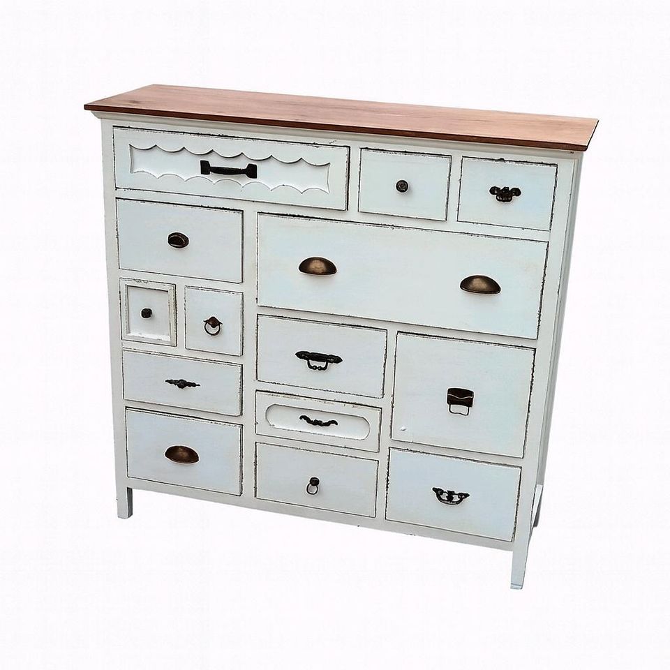 Kommode Grayson Apothekerschrank antikweiß Shabby Tannenholz