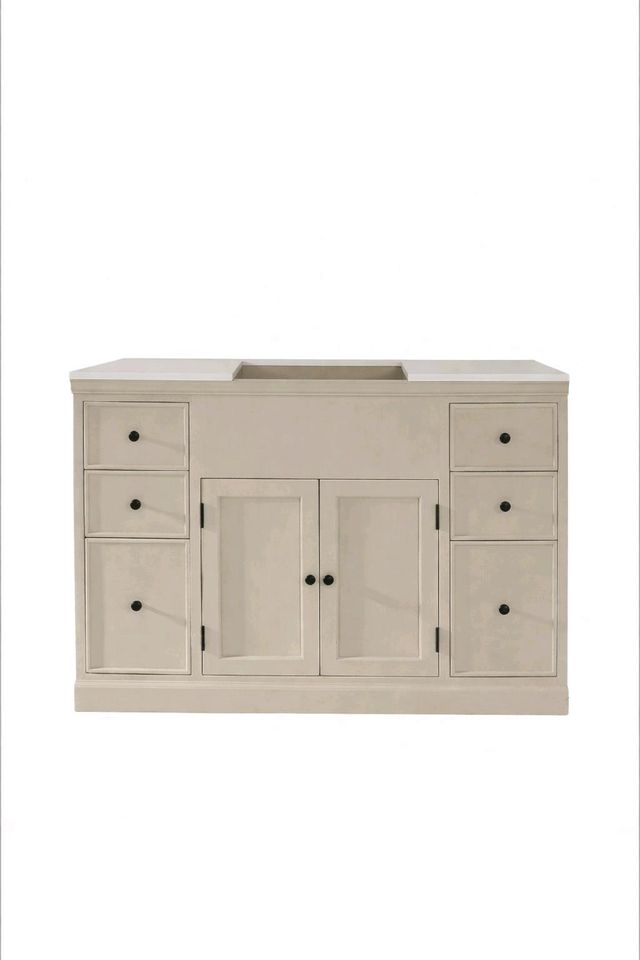 Spülenschrank Orlèvine Mangoholz Steinplatte grau Mirabeau