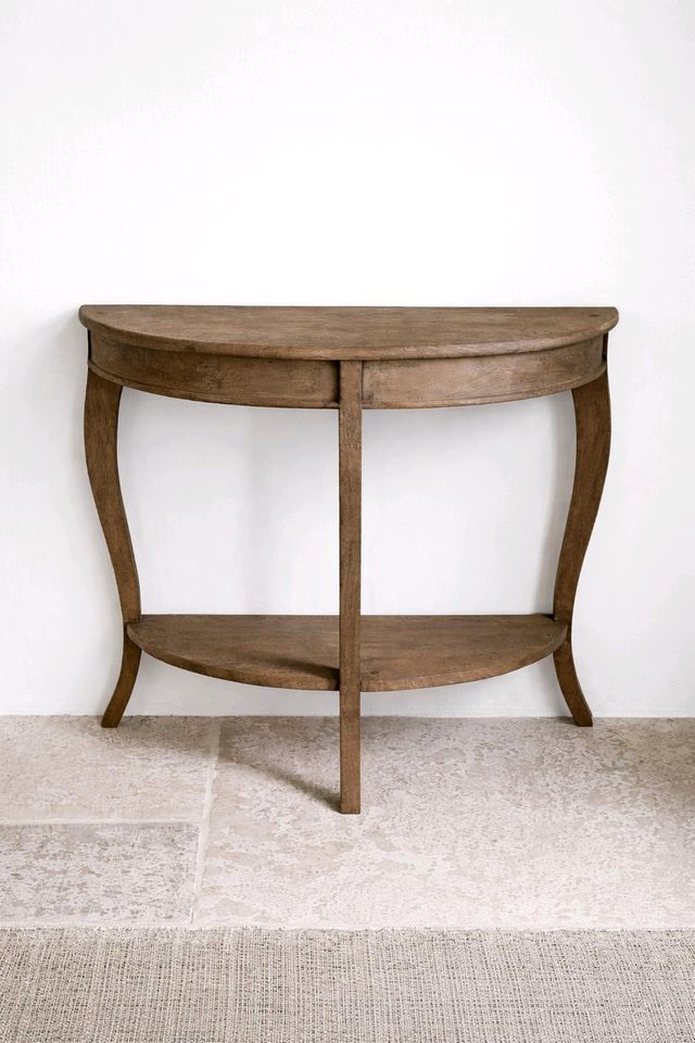 Konsole Crowley Mangoholz halbrund Landhausstil antikbraun