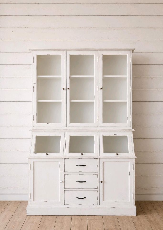 Schrank Bolquère Mangoholz antikweiß Shabby Vitrine Vintage – Bild 2