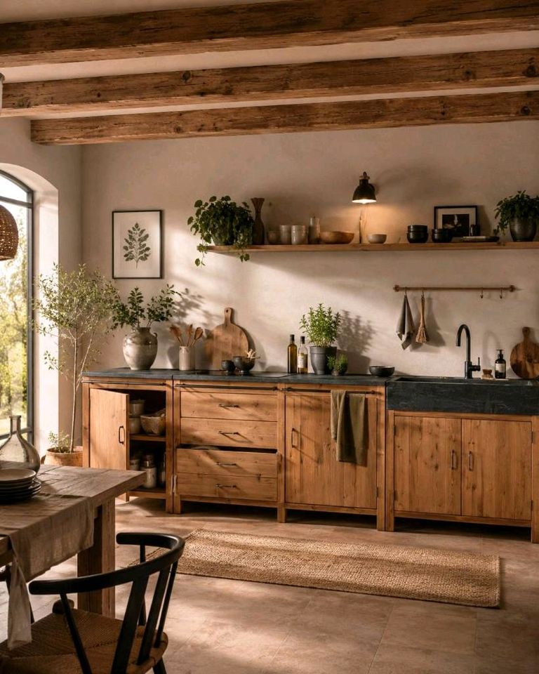 Küche Sunnybrook 4er Landhausstil Spülbecken Stein Tannenholz – Bild 2