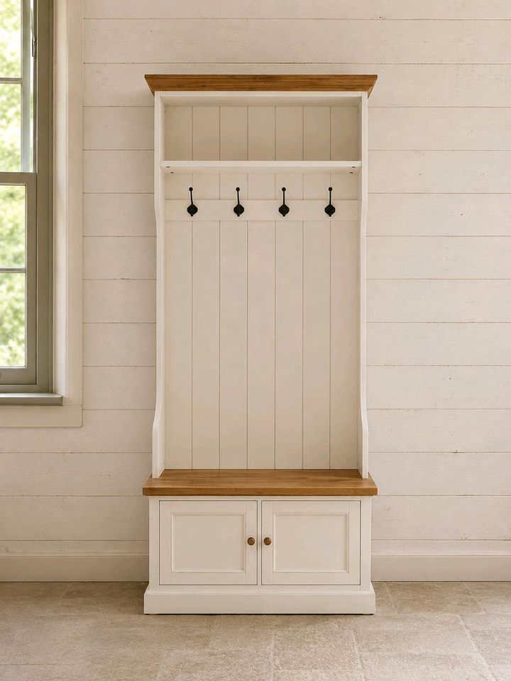 Garderobe Colchester antikweiß braun Vintage Landhausstil