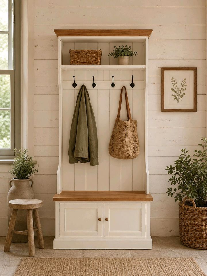 Garderobe Colchester antikweiß braun Vintage Landhausstil – Bild 2