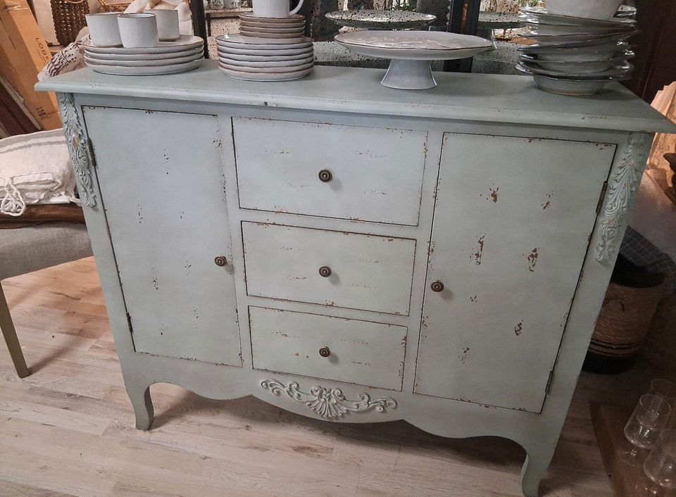 Kommode Thalorian antikblau Shabby Chic Tannenholz Mirabeau – Bild 2