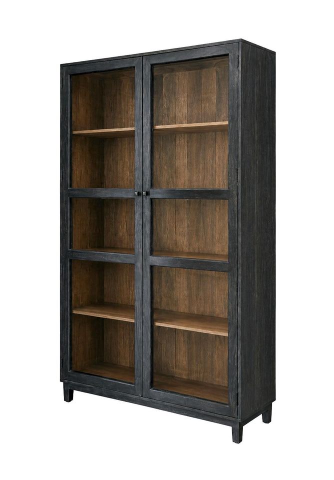 Schrank Altagracia schwarz Mangoholz Vitrine Mirabeau