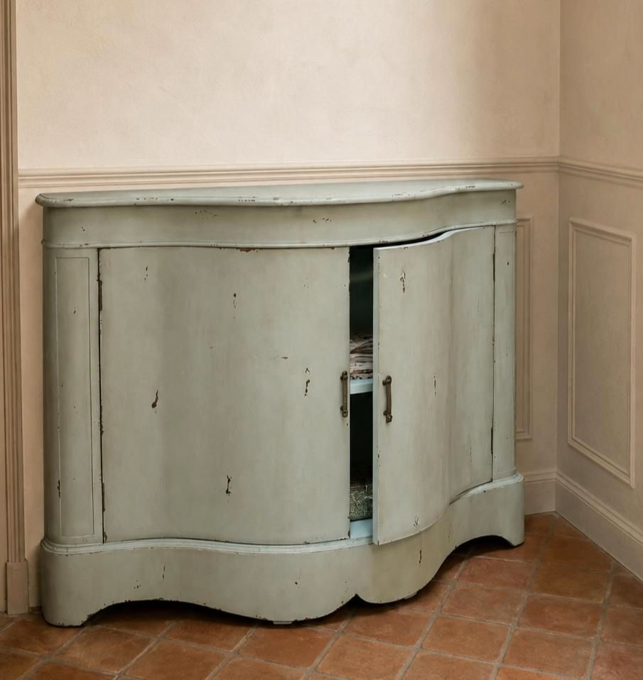 Kommode Valcourie antik grün blau Tannenholz Landhausstil
