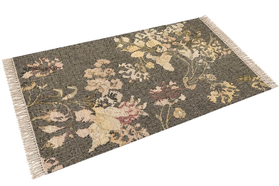 Teppich Yasirah Kelim Jute Baumwolle Blumenmuster 200x300 cm