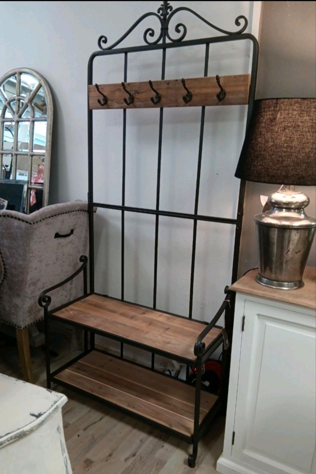 Garderobe Sussy Eisen Metall Wandgarderobe Landhausstil Ablagen – Bild 2