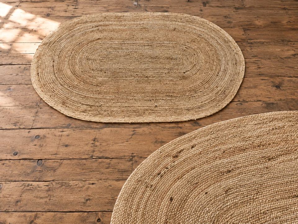 Teppich Ausone 100% Jute oval 200 x 300 cm Neu Naturmaterial