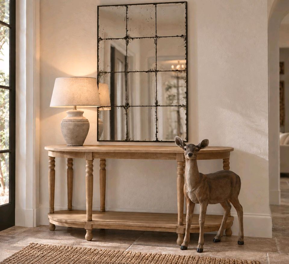 Konsole Bellerose antikweiß braun französischer Landhaus Shabby – Bild 2