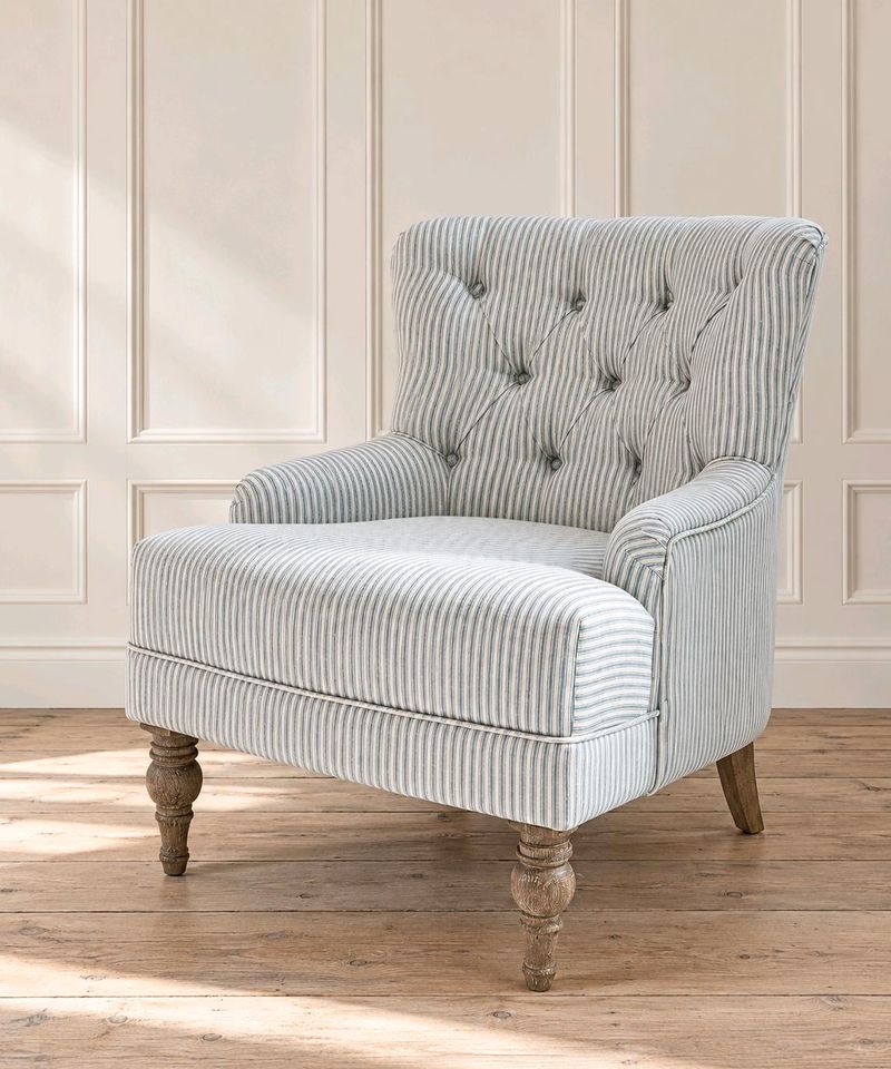 Sessel Amuran blau weiß französischer Landhausstil Chesterfield