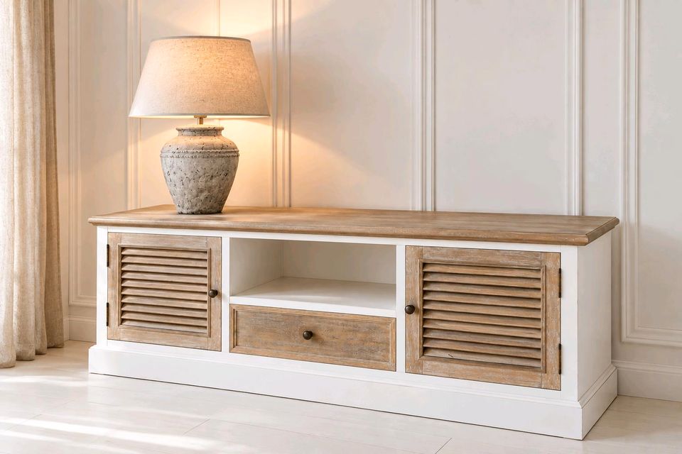 Sideboard Glencoe Landhausstil antikweiß braun Lowboard