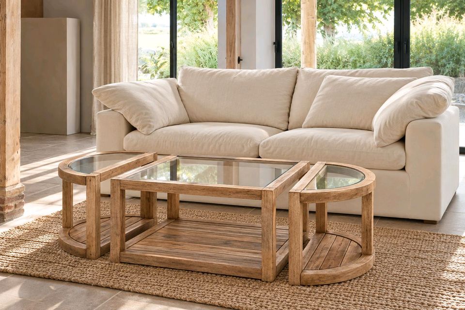 Couchtisch Hyllorian 3 tlg wiederaufbereitetes Kiefernholz