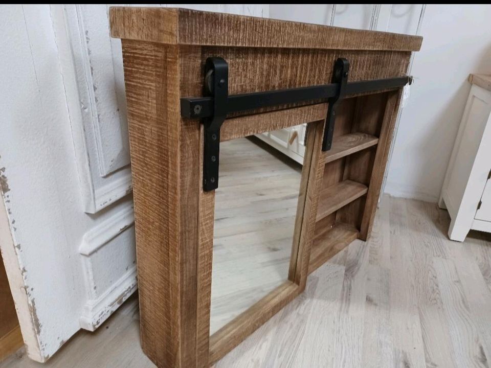 Spiegelschrank Taylors Island Mangoholz Industrialstil Eisen Neu – Bild 2